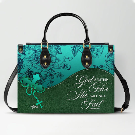Custom Bible Verse Leather Handbag for Women – Personalized Christian Purse with Name & Scripture –