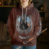 UniJames Personalized Horse Breed Horseshoe Brown Leather 3D Hoodie