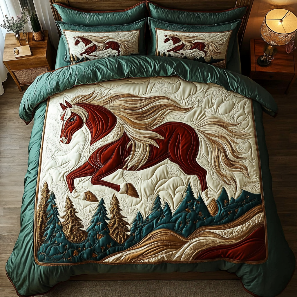 Free Spirit Hooves 3-Piece Quilted Bedding Set NCU0DK2944
