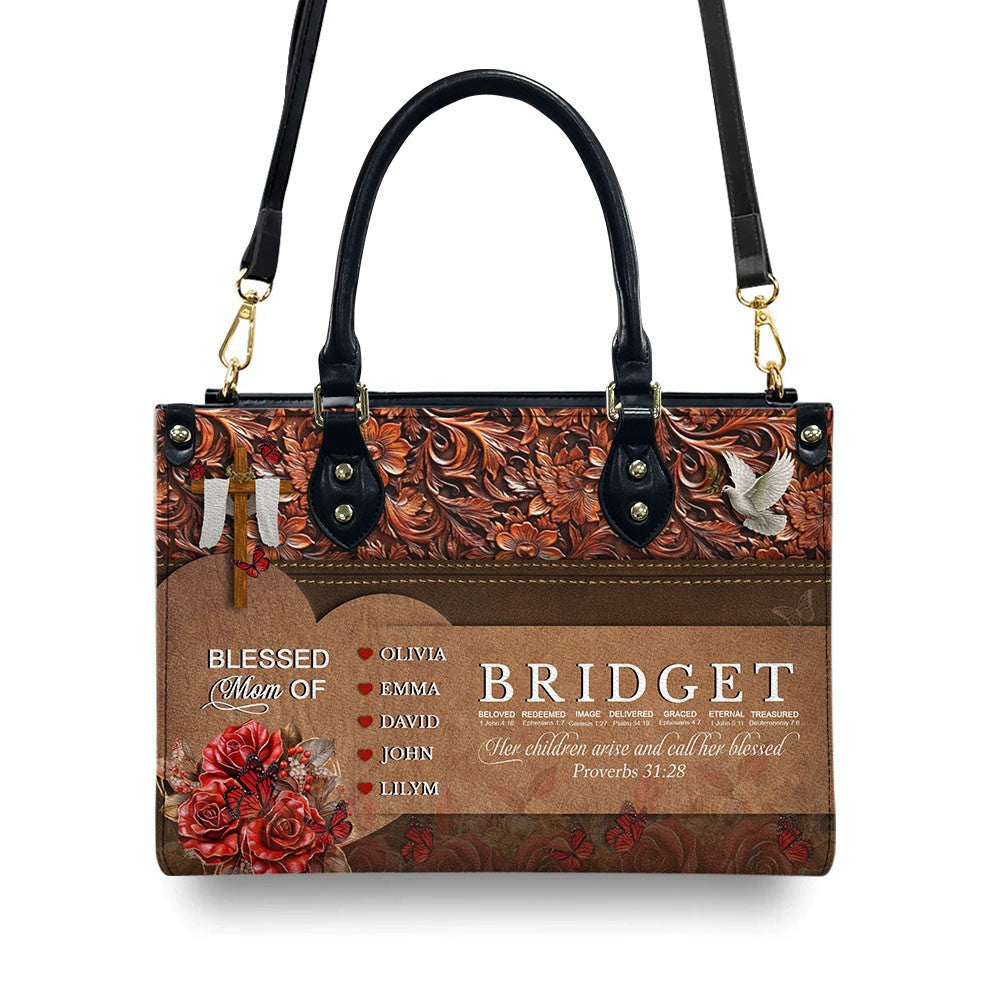 Personalized Leather Handbag – Uncover the sacred meaning of your name - The Perfect Gift for Christian Moms – - CAB014225