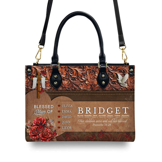 Personalized Leather Handbag – Uncover the sacred meaning of your name - The Perfect Gift for Christian Moms – - CAB014225
