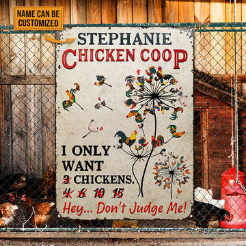 uni Personalized Funny Chicken Sign Don't Judge Me All Printed 3D Metal Sign