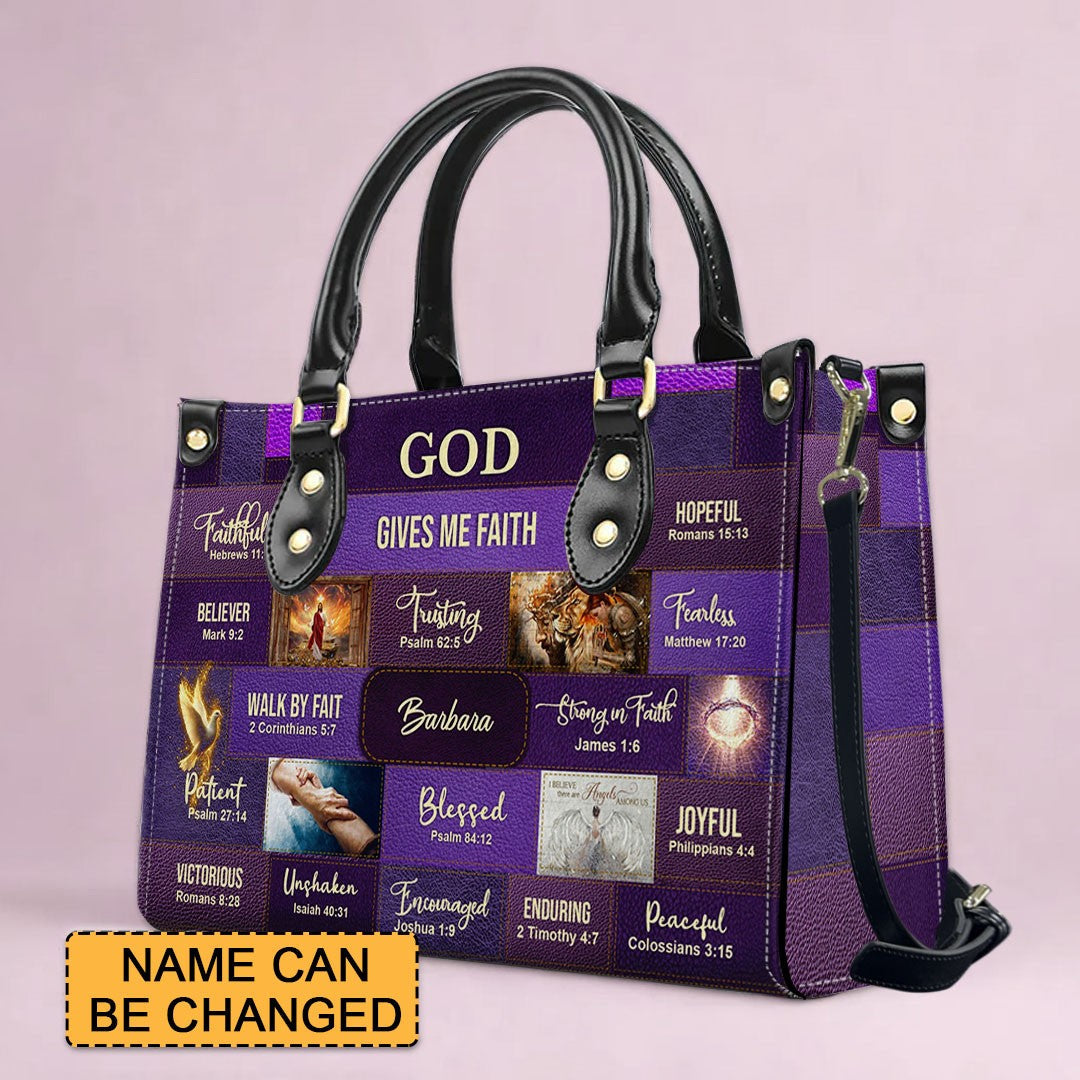 Personalized Christian Leather Handbag – Bible Verse Faith, Love & Protection Tote by