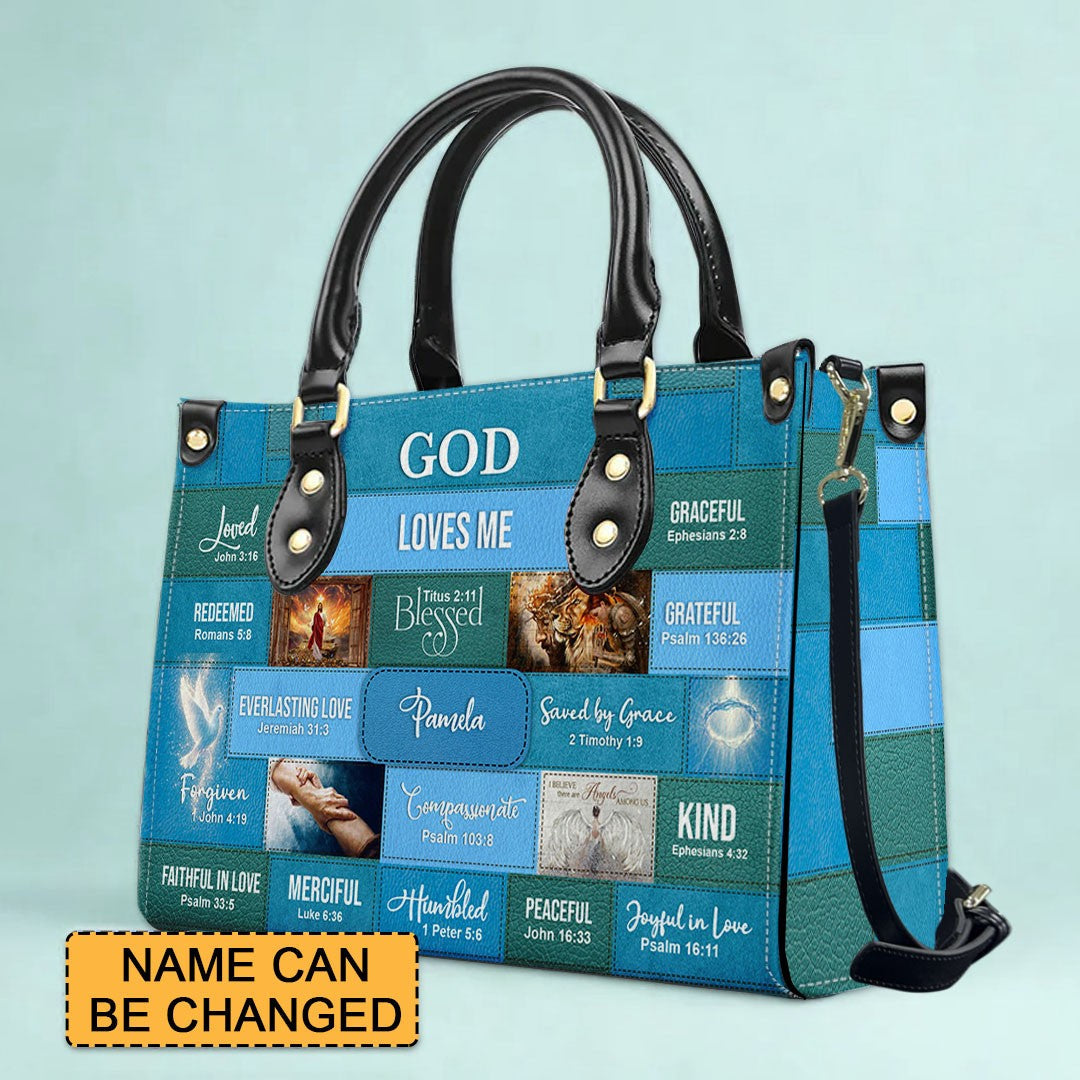 Personalized Christian Leather Handbag – Bible Verse Faith, Love & Protection Tote by