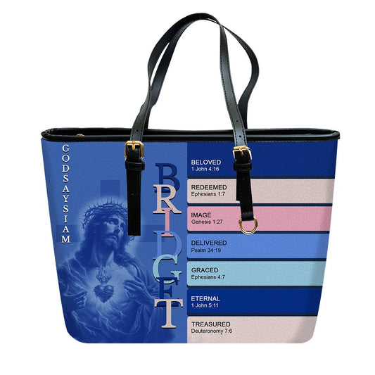 Uncover the sacred meaning of your name - Personalized Leather TOTE Bag – Free Clutch Purse Gift |
