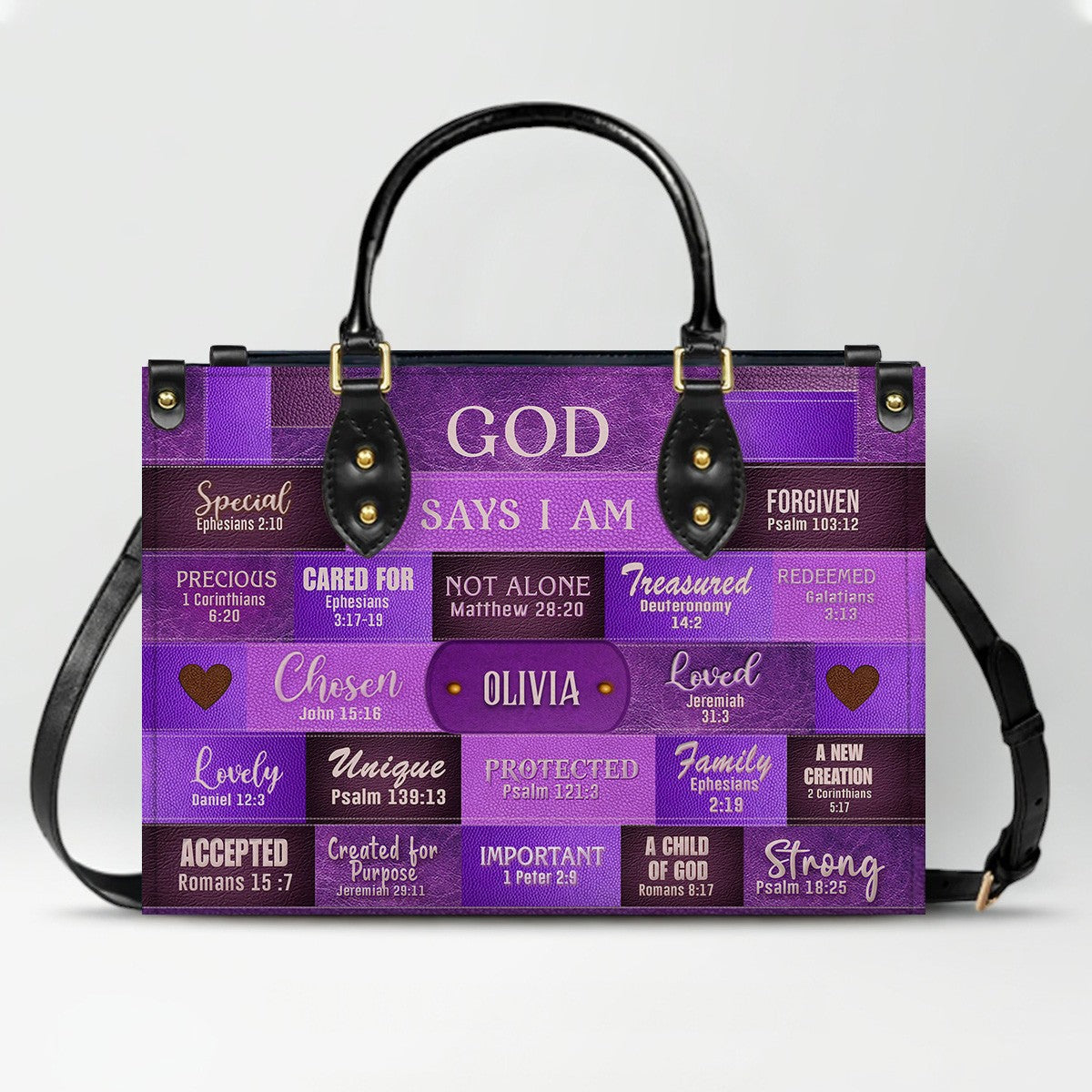 God Says I Am Leather Handbag, Personalized Bags, Gifts for Women, Christmas Gift, CABLTB0117724.