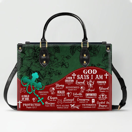 Personalized Leather Handbag with Custom Name – Premium Christian Purse by