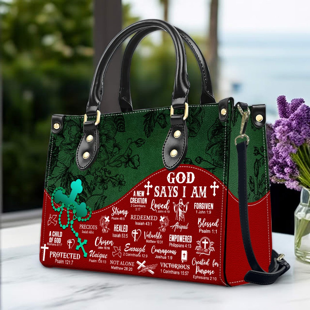 Personalized Leather Handbag with Custom Name – Premium Christian Purse by