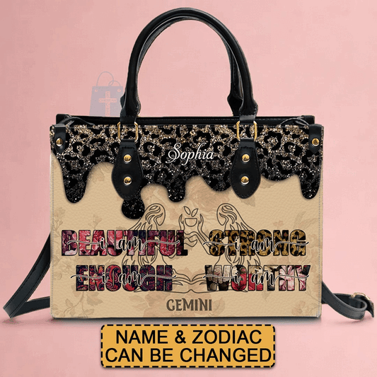 Customized Zodiac Leather Handbag by – Personalize with Your Name