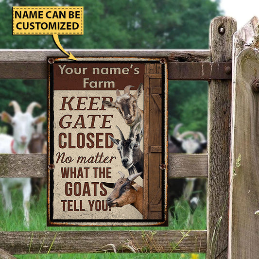 uni Customized Name GOAT LOVERS KEEP GATE CLOSED All Printed 3D Metal Sign