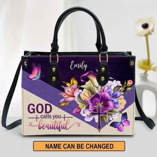God Calls You Beautiful Flower And Cross Gorgeous Leather Bags, Personalized Bags, Gifts for Women, Christmas Gift, CABLTB01300723.