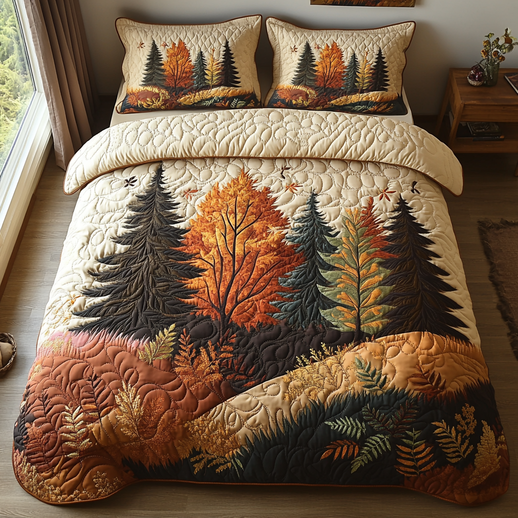 Forest 3-Piece Quilted Bedding Set NCU0VT163