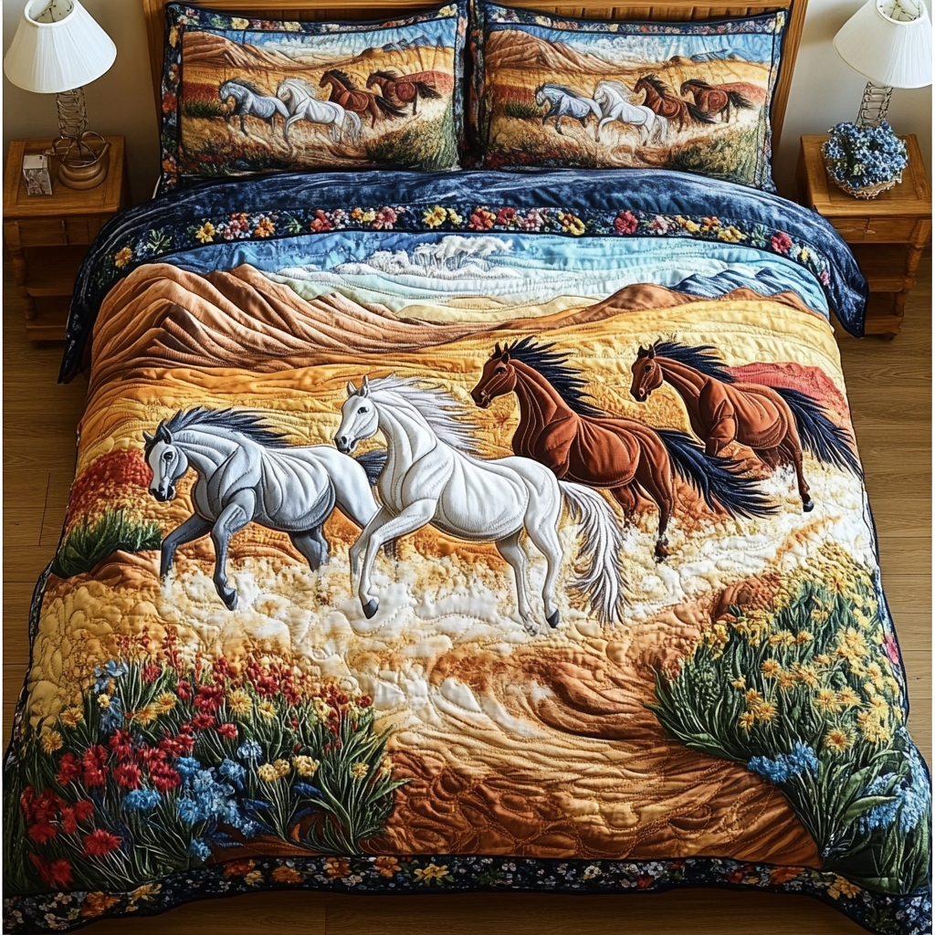 Golden Mane 3-Piece Quilted Bedding Set NCU0DK4292