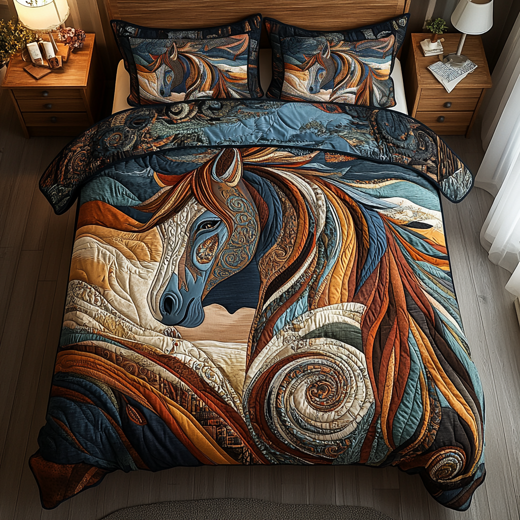 Golden Mane 3-Piece Quilted Bedding Set NCU0DK4724