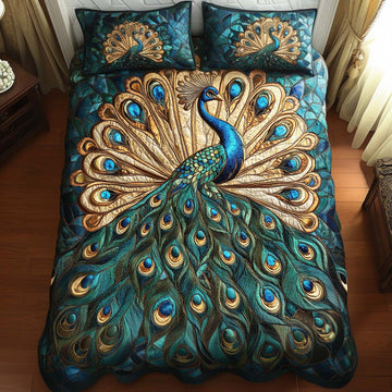 Golden Tail Symphony 3-Piece Quilted Bedding Set NCU0NT2371