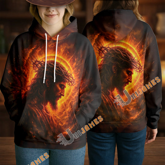 Unijames Crown of Sacrifice – Jesus Sacred Fire 3D Hoodie