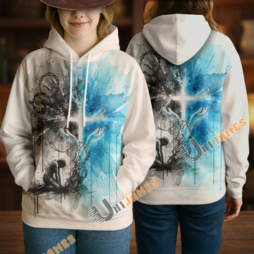 Unijames Christian Cross Freedom 3D Hoodie – Faith-Based Streetwear