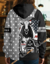 Uni Personalized American Flag Ranch Pattern Name & Farm Name Cattle Hoodie