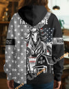 Uni Personalized American Flag Ranch Pattern Name & Farm Name Cattle Hoodie