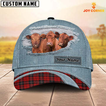 Uni Red Angus Red Caro And Jeans Pattern Customized Name Cap