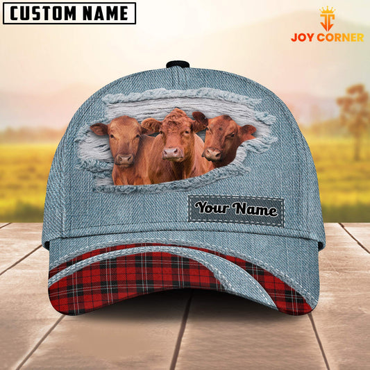 Uni Red Angus Red Caro And Jeans Pattern Customized Name Cap