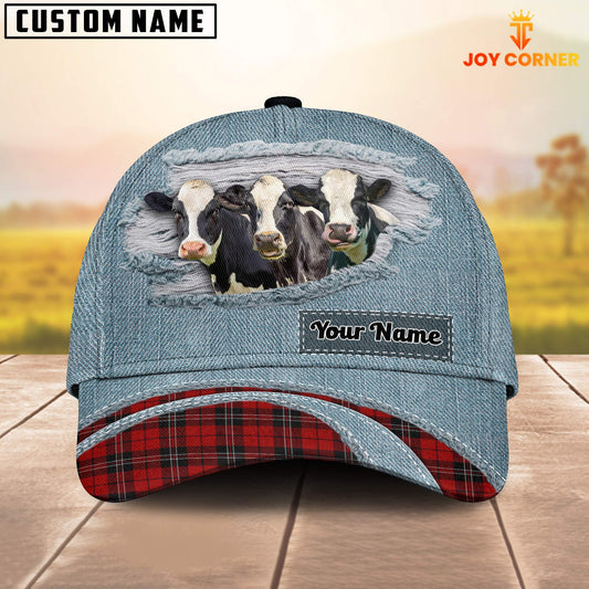 Uni Holstein Red Caro And Jeans Pattern Customized Name Cap