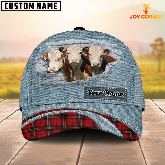 Uni Hereford Red Caro And Jeans Pattern Customized Name Cap