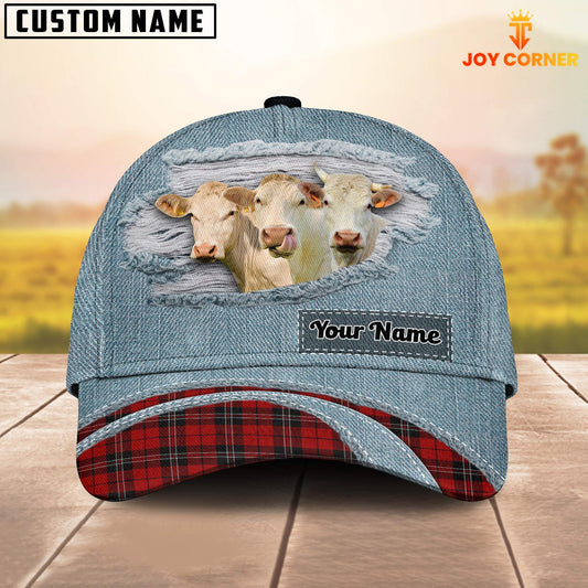Uni Charolais Red Caro And Jeans Pattern Customized Name Cap