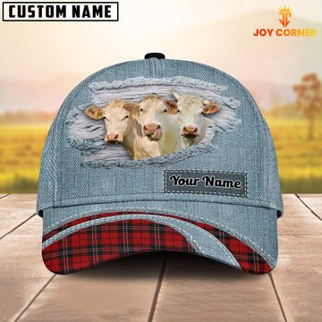 Uni Charolais Red Caro And Jeans Pattern Customized Name Cap
