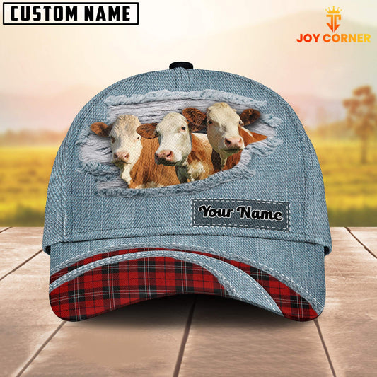 Uni Simmental Red Caro And Jeans Pattern Customized Name Cap