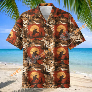 Unijames Desert Sunset Cowboy Aloha Shirt