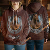 UniJames Personalized Horse Breed Horseshoe Brown Leather 3D Hoodie
