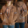 UniJames American Quarter Horse Faux Zipper Tooled Leather 3D Hoodie
