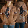 UniJames Friesian Horse Faux Zipper Tooled Leather 3D Hoodie