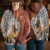 UniJames Personalized Palomino Horse Split Faux Leather & Horseshoe 3D Hoodie