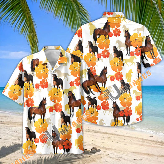 Unijames Tropical Bay Morgan Horse Floral Hawaiian Shirt