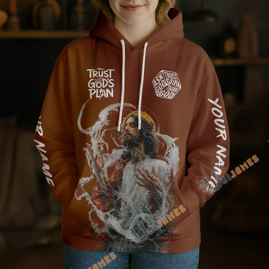 Unijames Trust God’s Plan Jesus Brown 3D Hoodie
