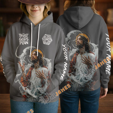 Unijames Trust God’s Plan Jesus Gray 3D Hoodie