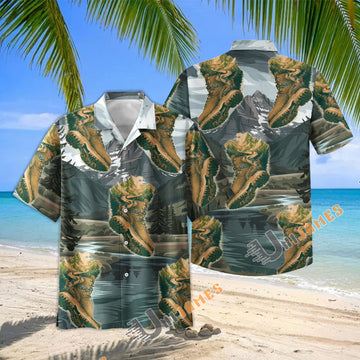 Unijames Camping Hiking Boot Mountain Landscape Hawaiian Shirt