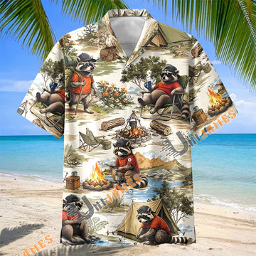 Unijames Raccoon Outdoor Camping Adventure Hawaiian Shirt