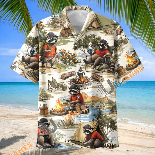 Unijames Raccoon Outdoor Camping Adventure Hawaiian Shirt