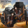 UniJames Personalized Horse Portrait Zip Hoodie – "Love Horse" Custom Name Black & Brown All-Over Print Pullover (9 breeds)