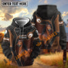 UniJames Personalized Horse Portrait Zip Hoodie – "Love Horse" Custom Name Black & Brown All-Over Print Pullover (9 breeds)