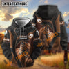 UniJames Personalized Horse Portrait Zip Hoodie – "Love Horse" Custom Name Black & Brown All-Over Print Pullover (9 breeds)