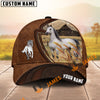 Unijames Brown Leather Horse Barn Scene Personalized Name Cap (9 breeds)