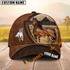 Unijames Brown Leather Horse Barn Scene Personalized Name Cap (9 breeds)