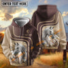 UniJames Personalized Name Tooled Leather Ranch Horse Scene Hoodie (9 breeds)
