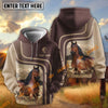UniJames Personalized Name Tooled Leather Ranch Horse Scene Hoodie (9 breeds)