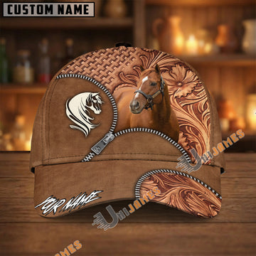 Unijames Thoroughbred Horse Leather Pattern Cap