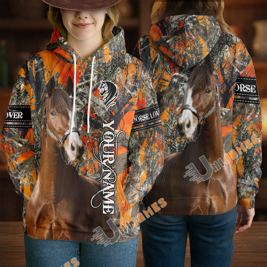 Uni Custom Name Horse Lover Camo 3D Hoodie